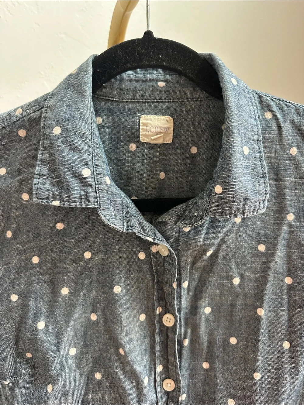 J. Crew Denim Blue Polka Dot Button-Down Shirt